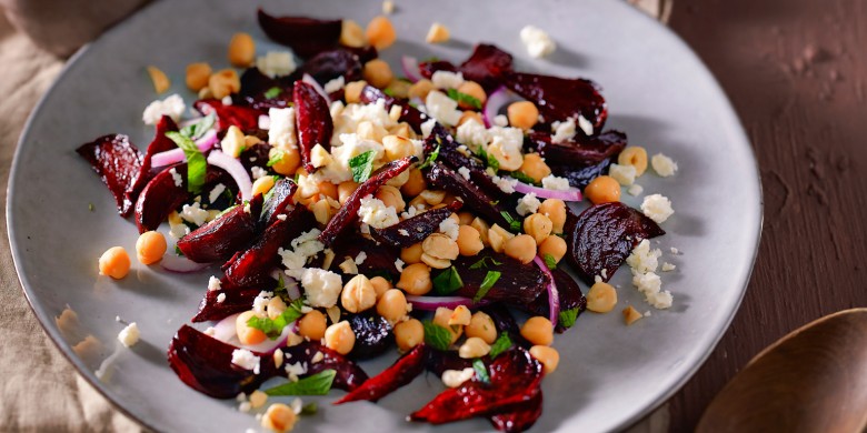 Salade van geroosterde bietjes met munt en feta 