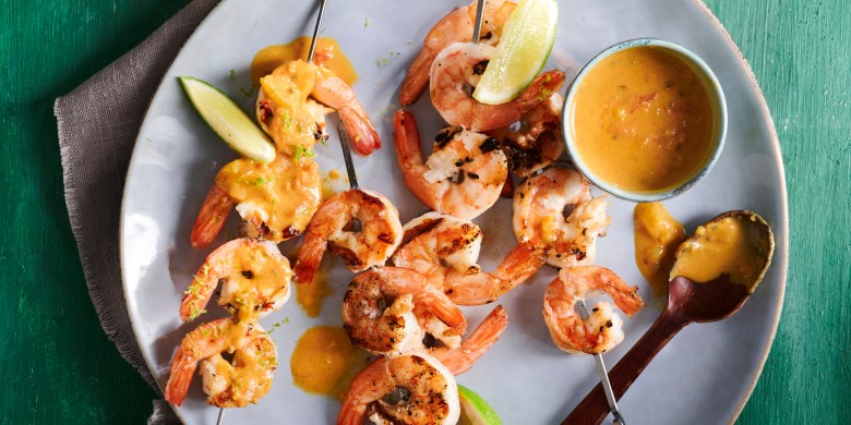 Durban curry garnalenspiesjes 