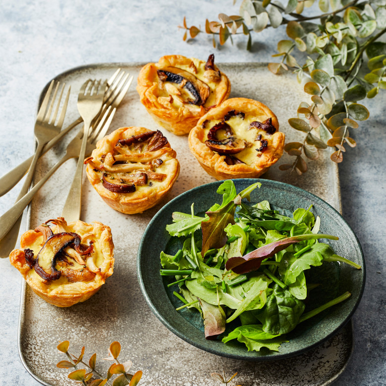 Mini-paddenstoelenquiches met truffelolie