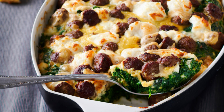 Frittata met spinazie en gehaktballetjes 