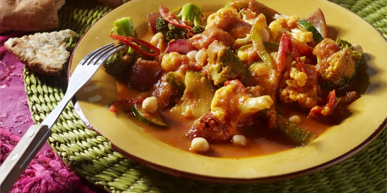 Groentecurry met kikkererwten en raita