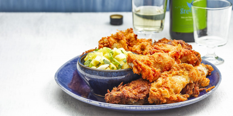 Krokante kip met ananassalsa 