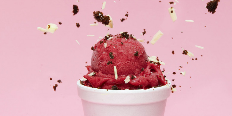 Bosvruchtensorbet met brownies 