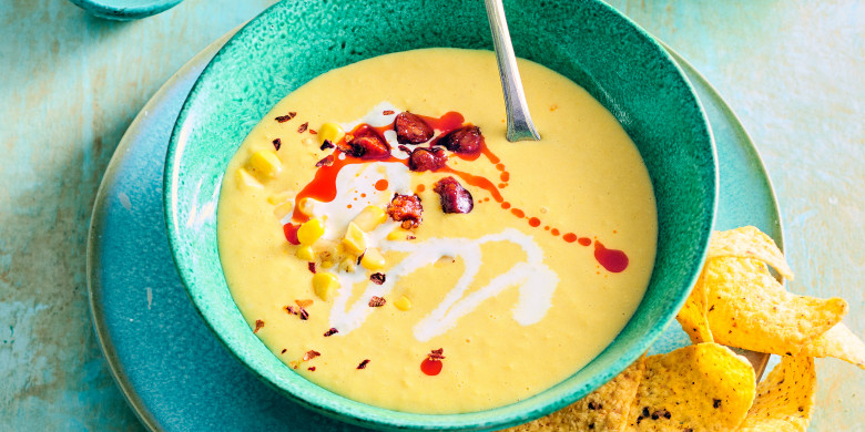 Maissoep met chorizo 