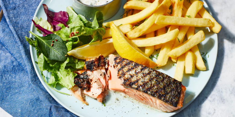 Geroosterde zalm met remouladesaus 