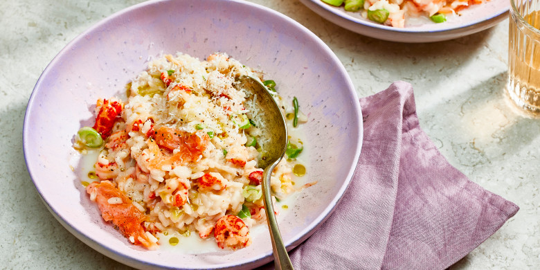 Risotto met rivierkreeftjes en gerookte zalm 