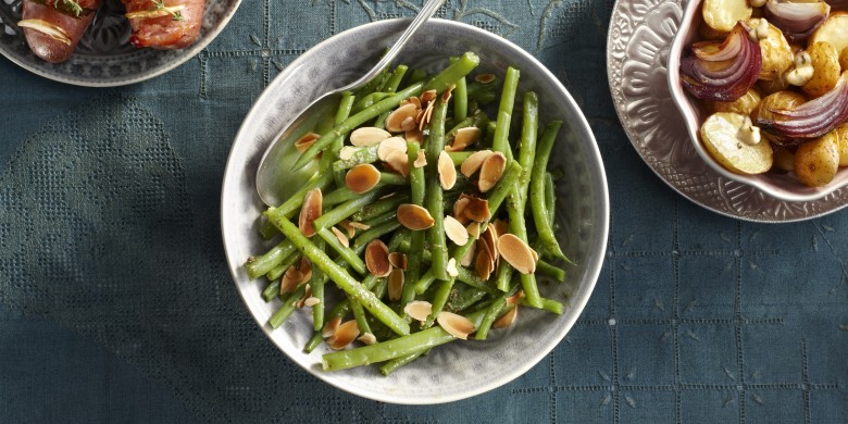 Haricots verts met pestoboter en amandel