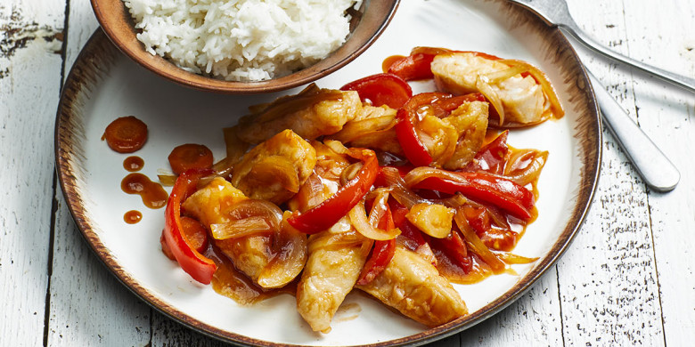 Visfilet in zoetzure saus