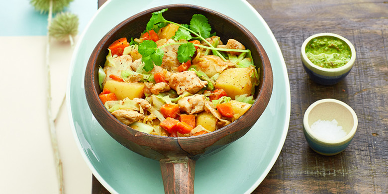 Kipstoof met spitskool en aardappel