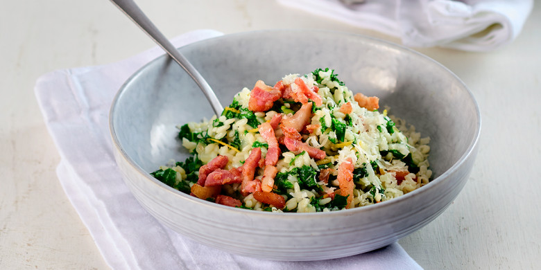 Boerenkoolrisotto met spekjes