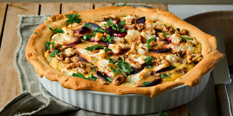 Geitenkaasquiche met bietjes