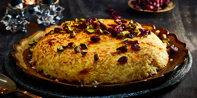 Perzische saffraanrijst met pistache en gedroogde cranberry’s
