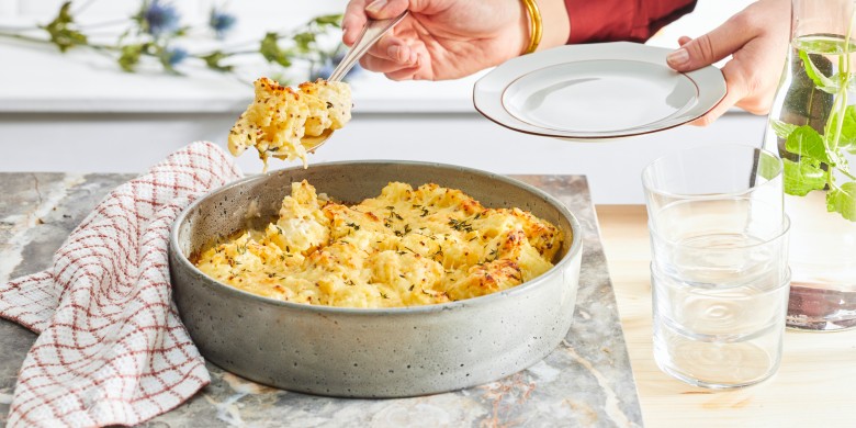 Gegratineerde bloemkool met mosterd
