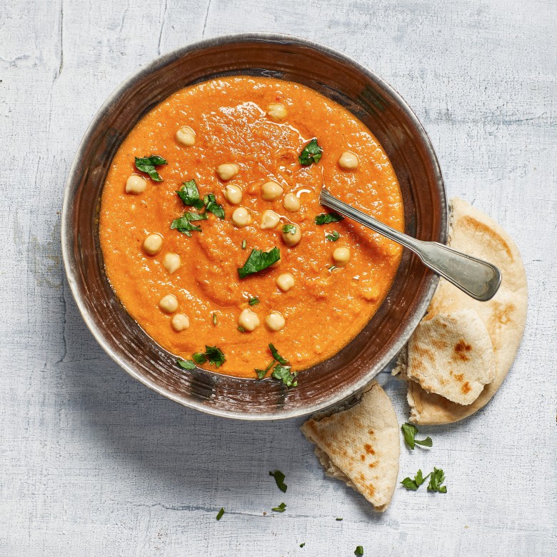 Pittige linzensoep met kikkererwten
