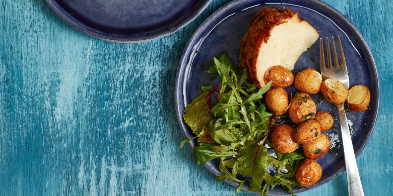 Knolselderij uit de oven met mosterdjus