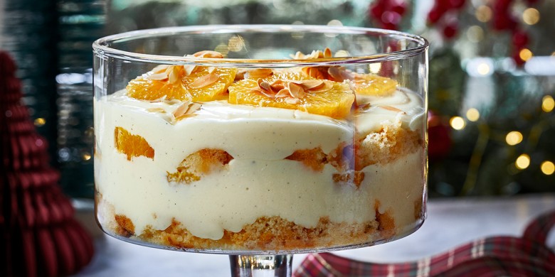 Trifle met sinaasappel en amandel