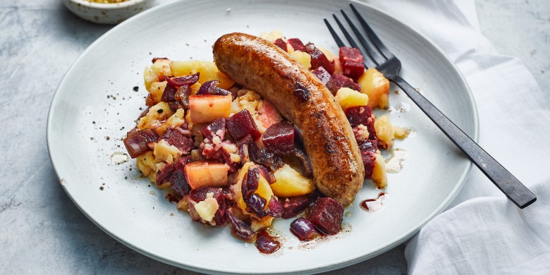 Bietjesstamppot met appel en worst