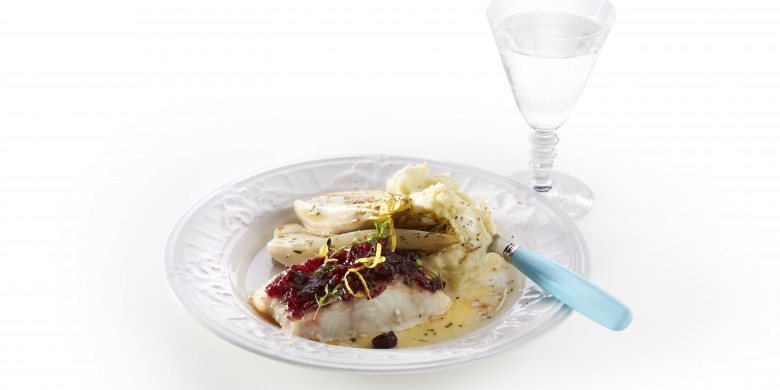 Kabeljauw met cranberrytijmtopping
