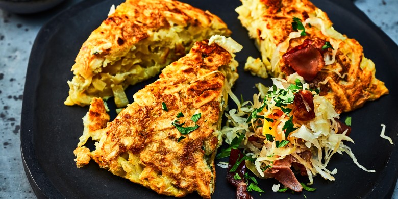 Zuurkool met rösti-frittata