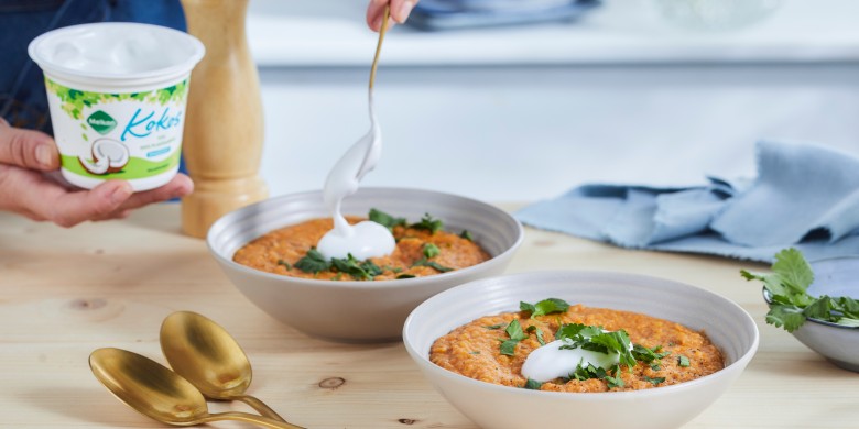 Dahl met gemengde groenten en kokos yog