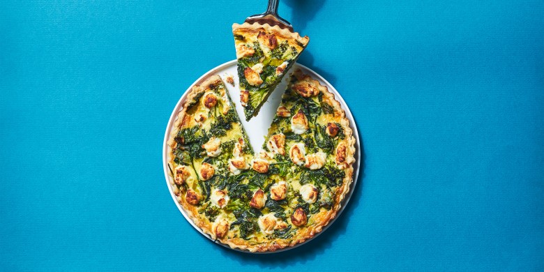Groene groentequiche met geitenkaas