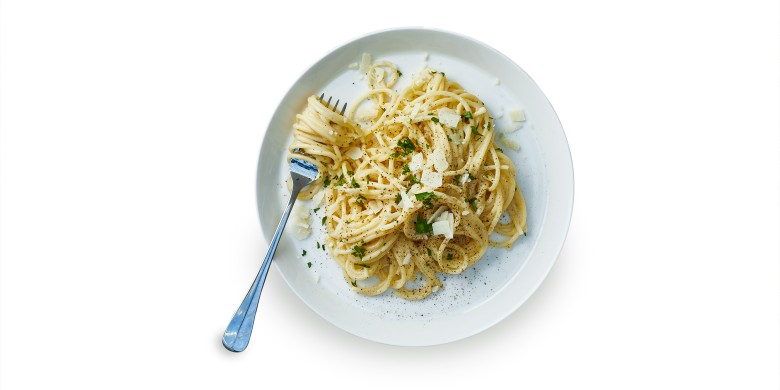 Spaghetti met ei en citroen