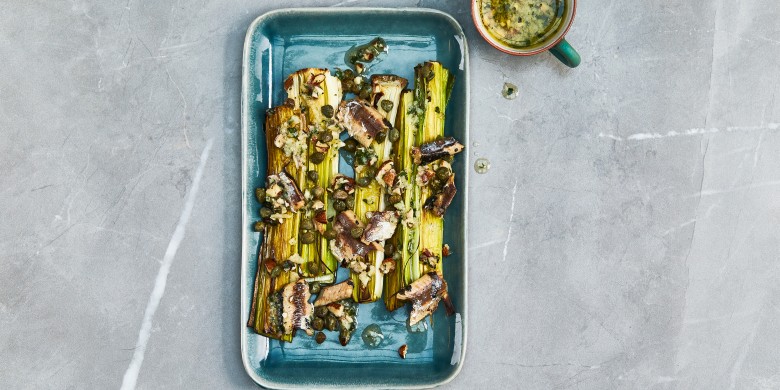 Prei uit de oven met sardines