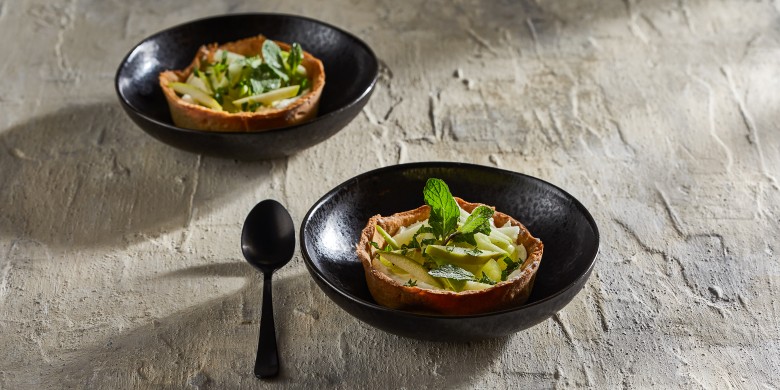 Tartelette met vanillemascarpone en groen fruit