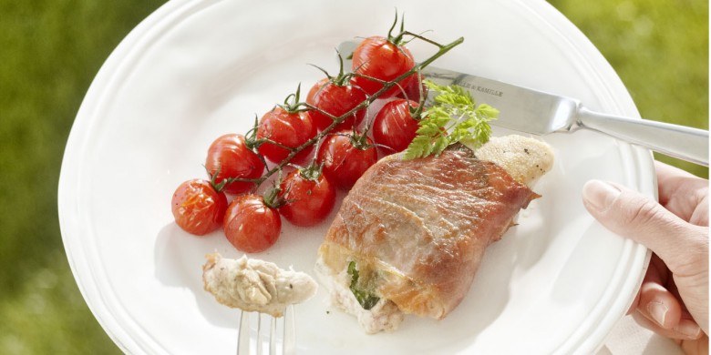 Kalkoenfilet met parmaham en basilicum