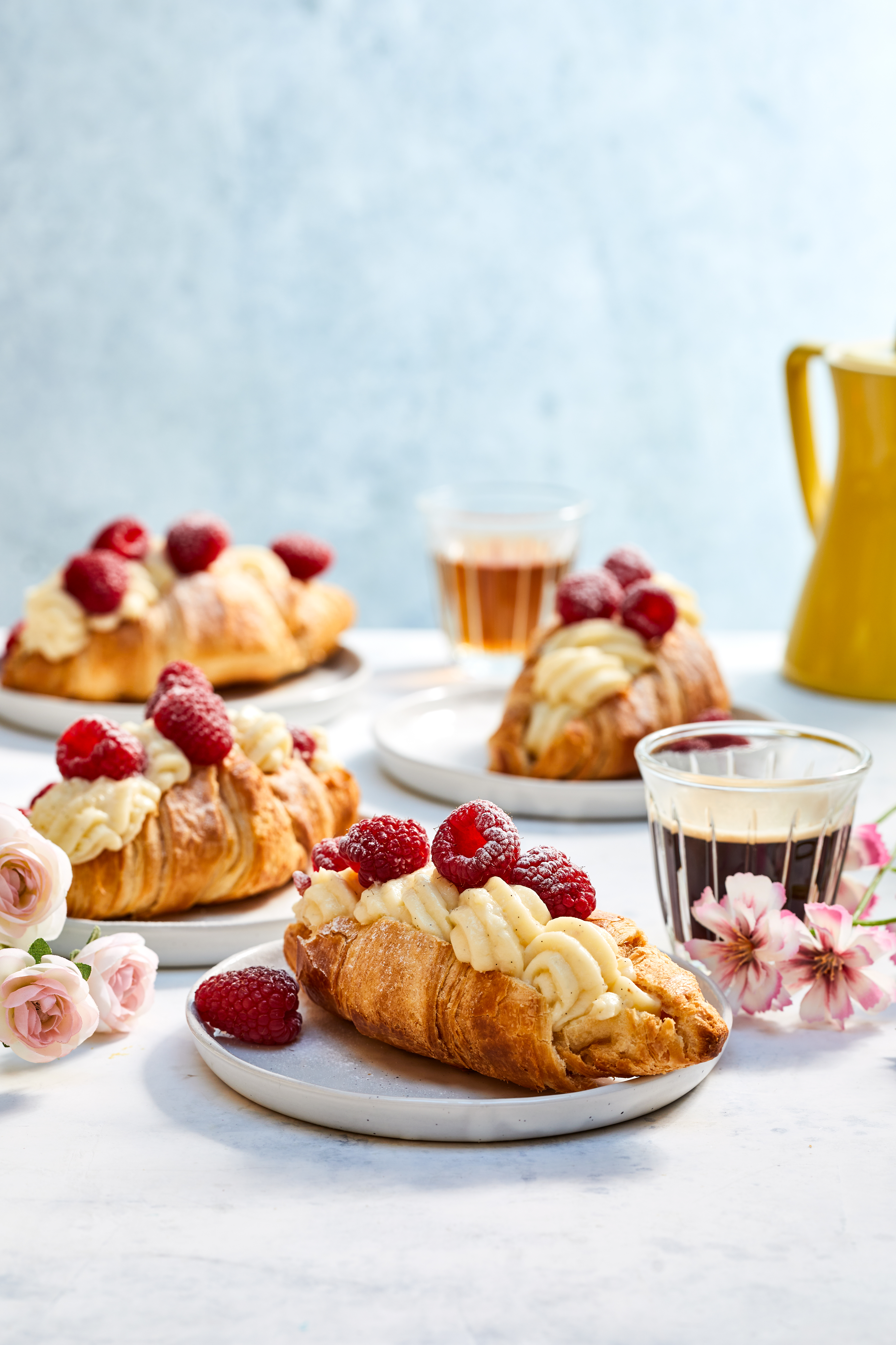 Roomcroissants met frambozen