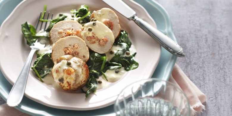 Kalkoenrollade met Hollandse garnalen