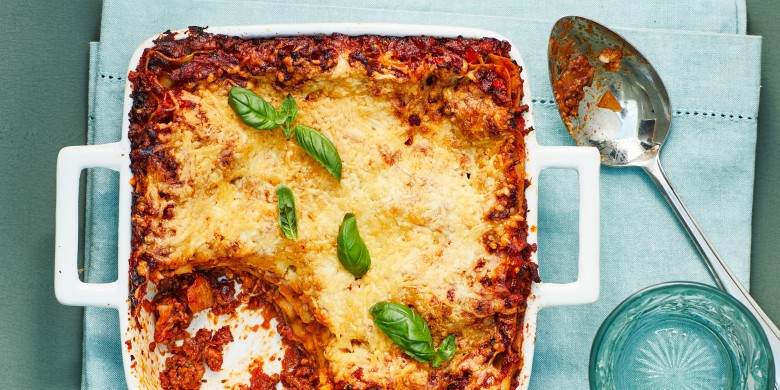 Lasagne met spekjes en rode wijn