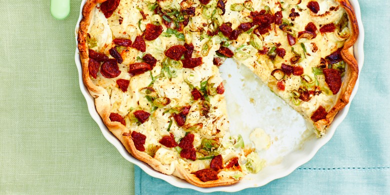 Bloemkoolquiche met chorizo