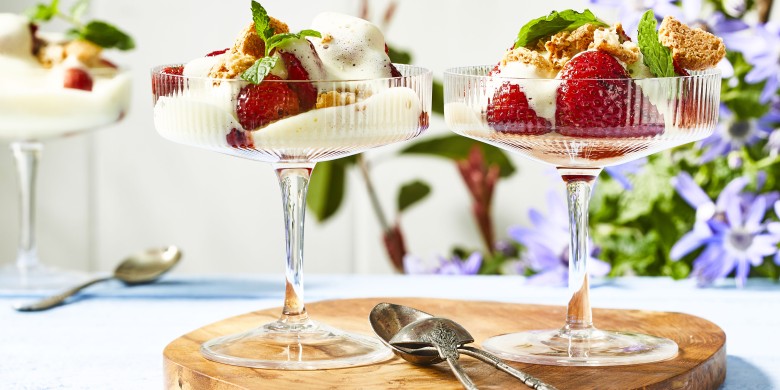 Sabayon met gegrilde aardbeien