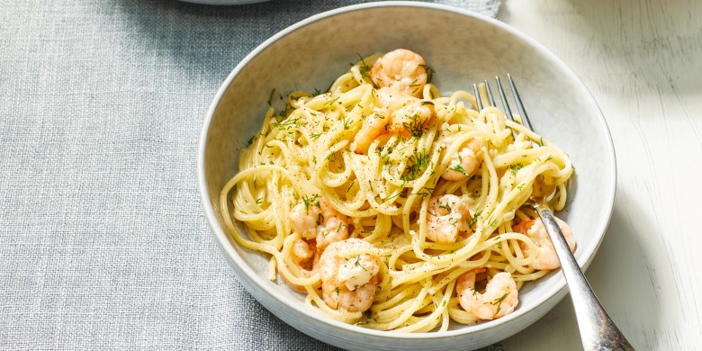 Spaghetti met romige garnalensaus