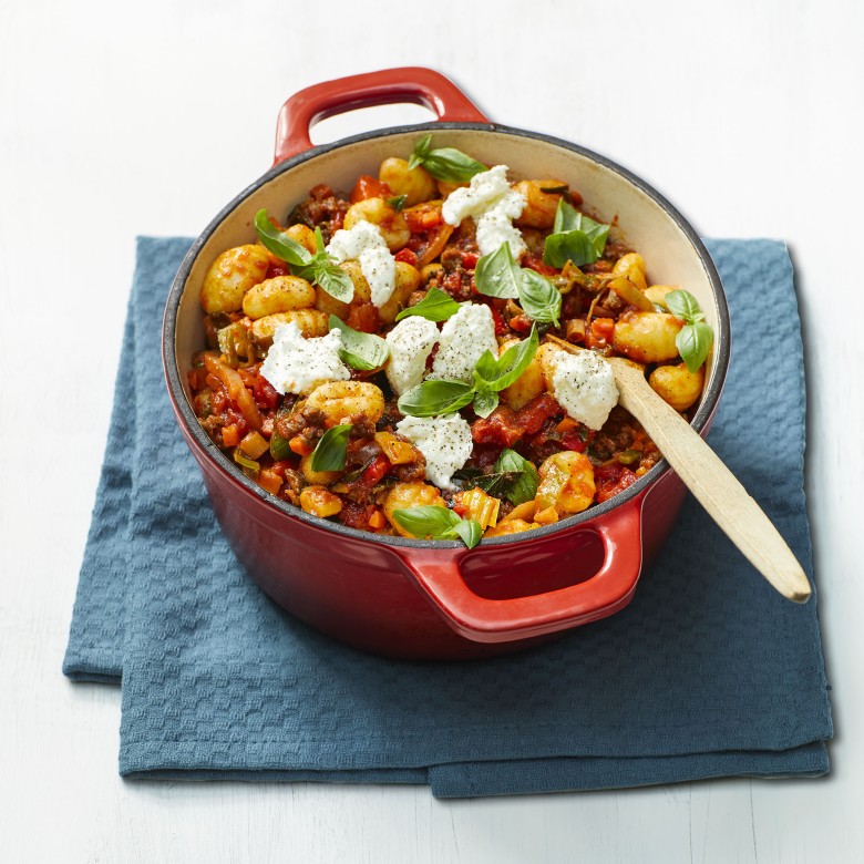 Gnocchi met worst en mozzarella