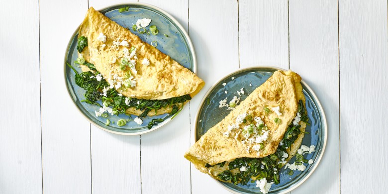 Ei-tortilla met spinazie en feta