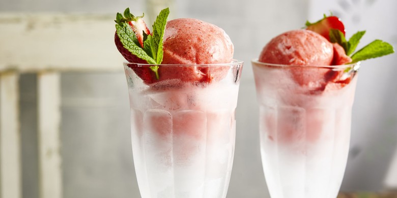 Aardbeiensorbet met lavendel