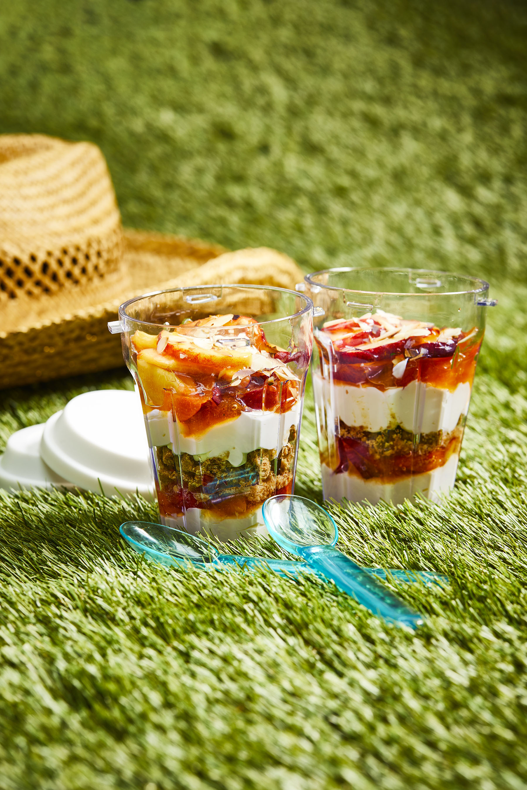 Perzik-cheesecake trifle cups