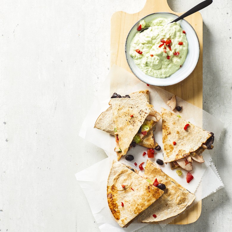 Quesadilla's met gerookte kip