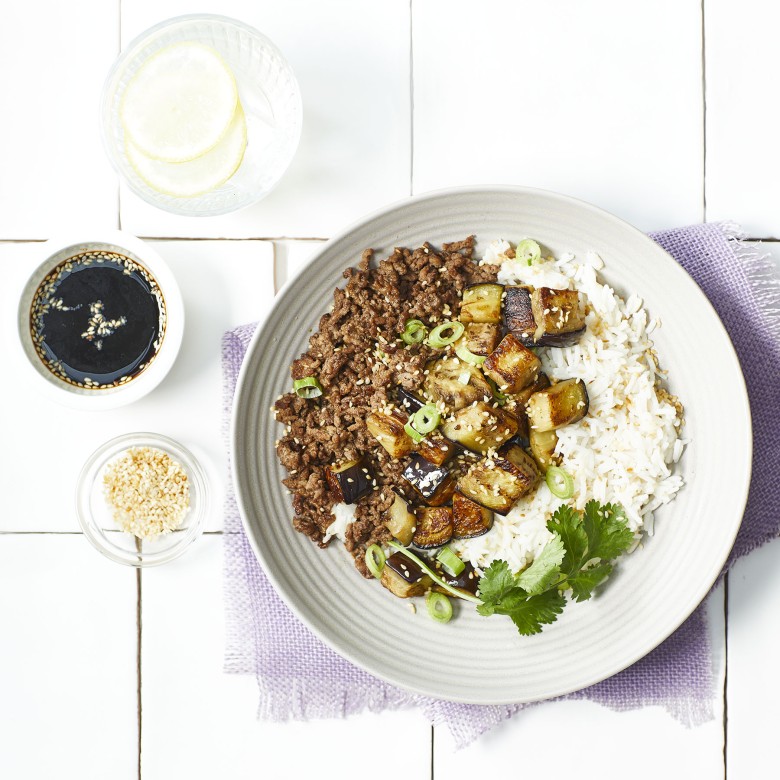 Chinese aubergine met gehakt en soja-knoflooksaus