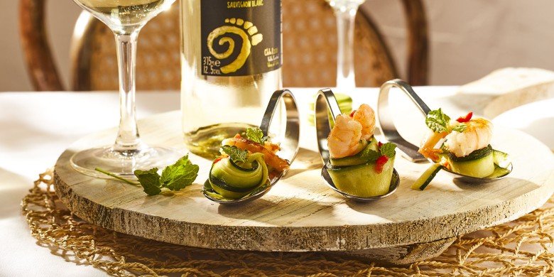 Gegrilde garnalen met courgettesalade