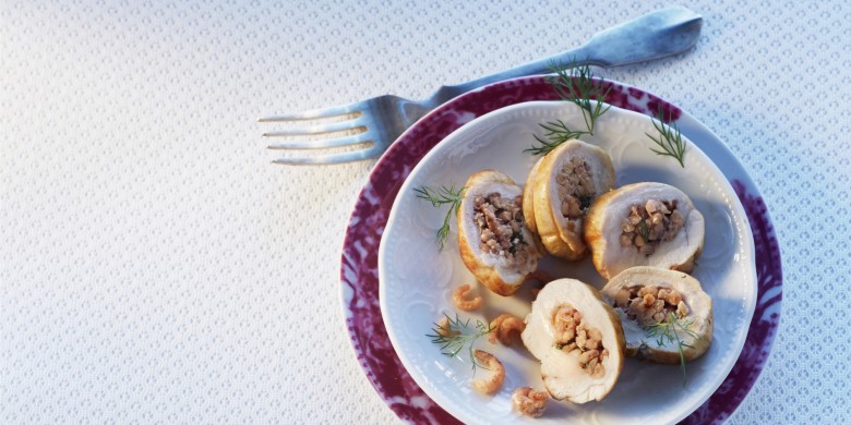 Kipfilet gevuld met garnalen en dille