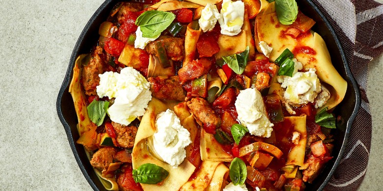 Lasagnette met worst en ricotta 