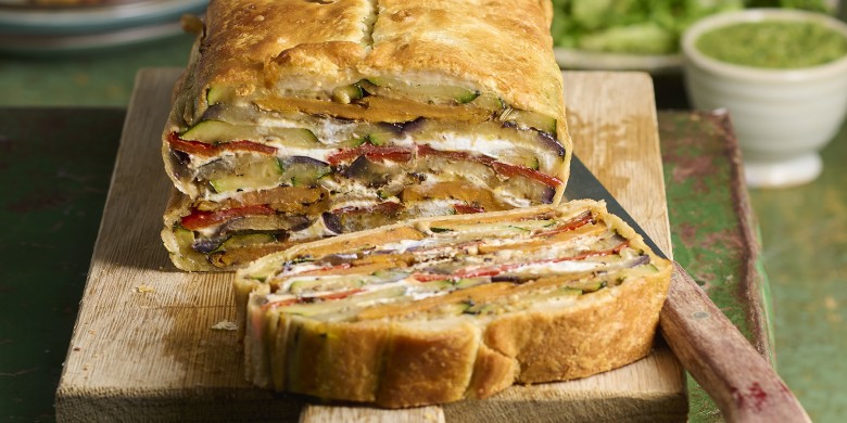 Pastei met gegrilde groenten