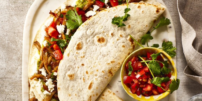 Tortilla’s met pulled oesterzwammen