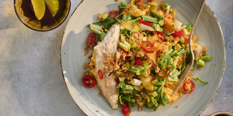 Pittige pastinaakstamppot met paksoi en makreel