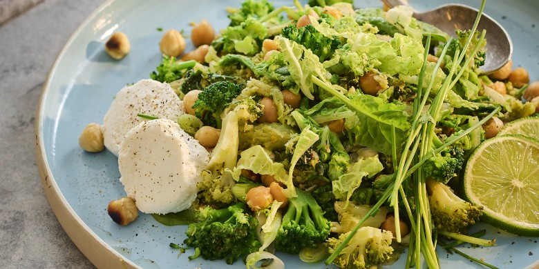 Groene-groentenstamppot met geitenkaas