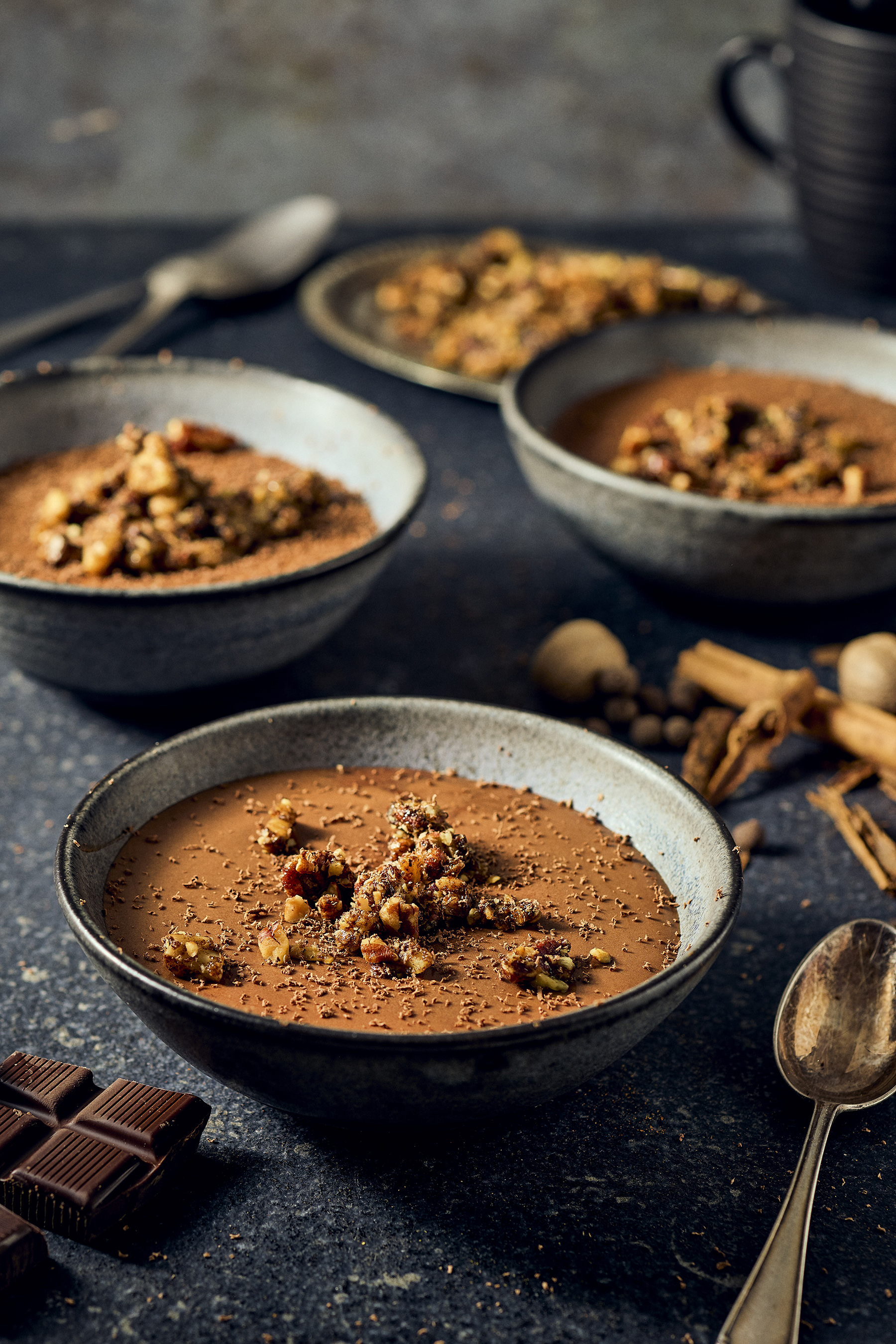 Chocolademousse met pumpkin spice crumble