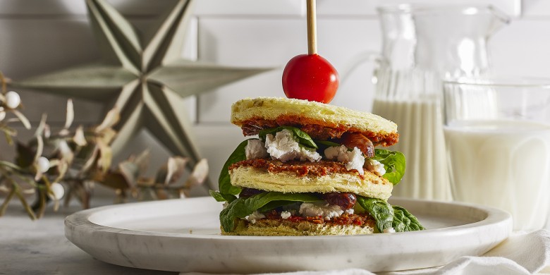 Geitenkaas-spinazie sandwiches